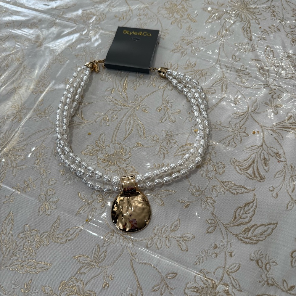 Style & Co. Silver and Gold Beaded Necklace